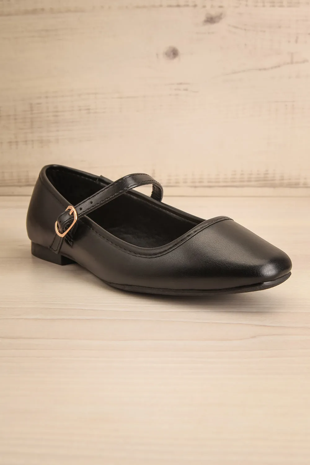 Sweepa Black | Ballerina Flats w/ Adjustable Strap