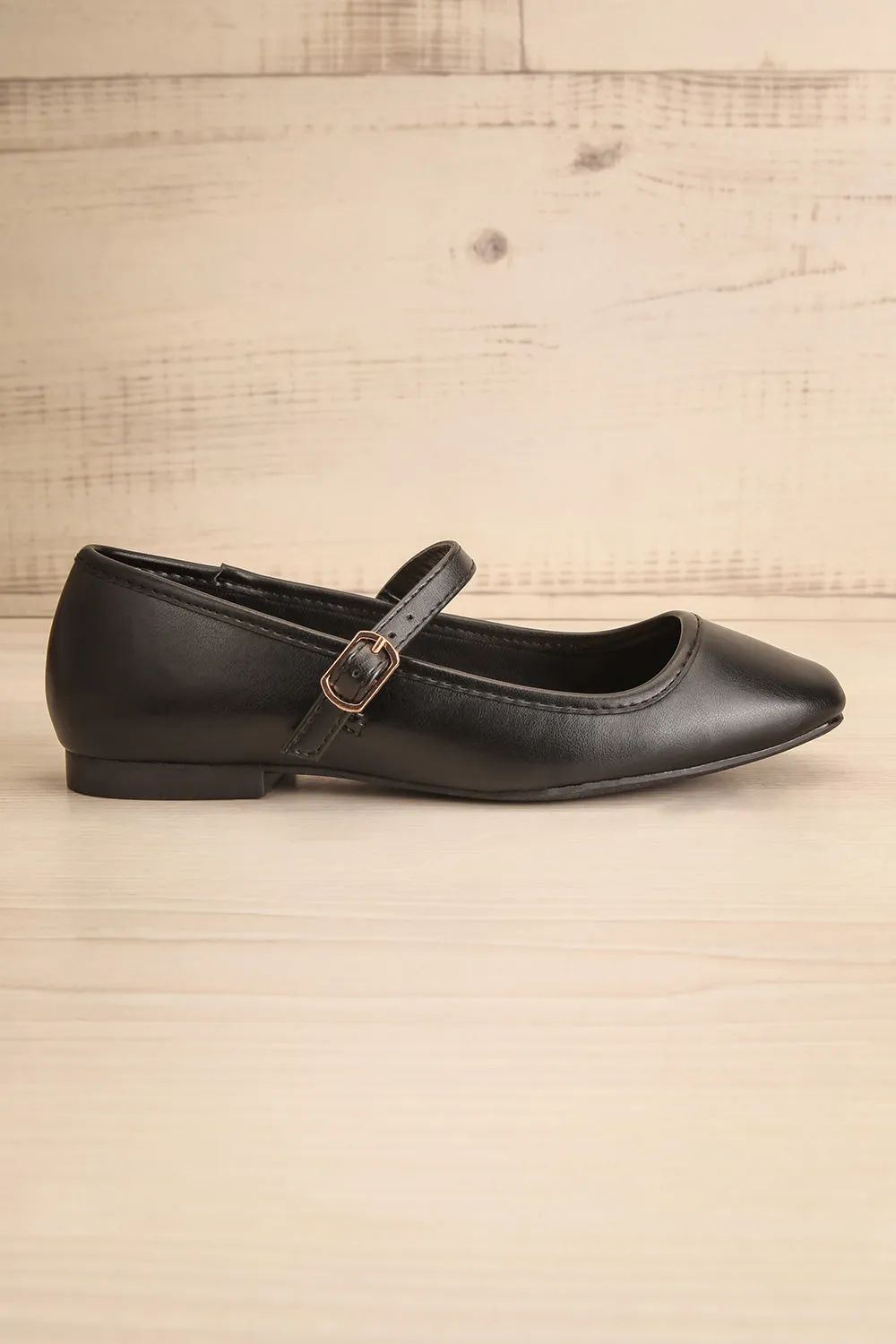 Sweepa Black | Ballerina Flats w/ Adjustable Strap