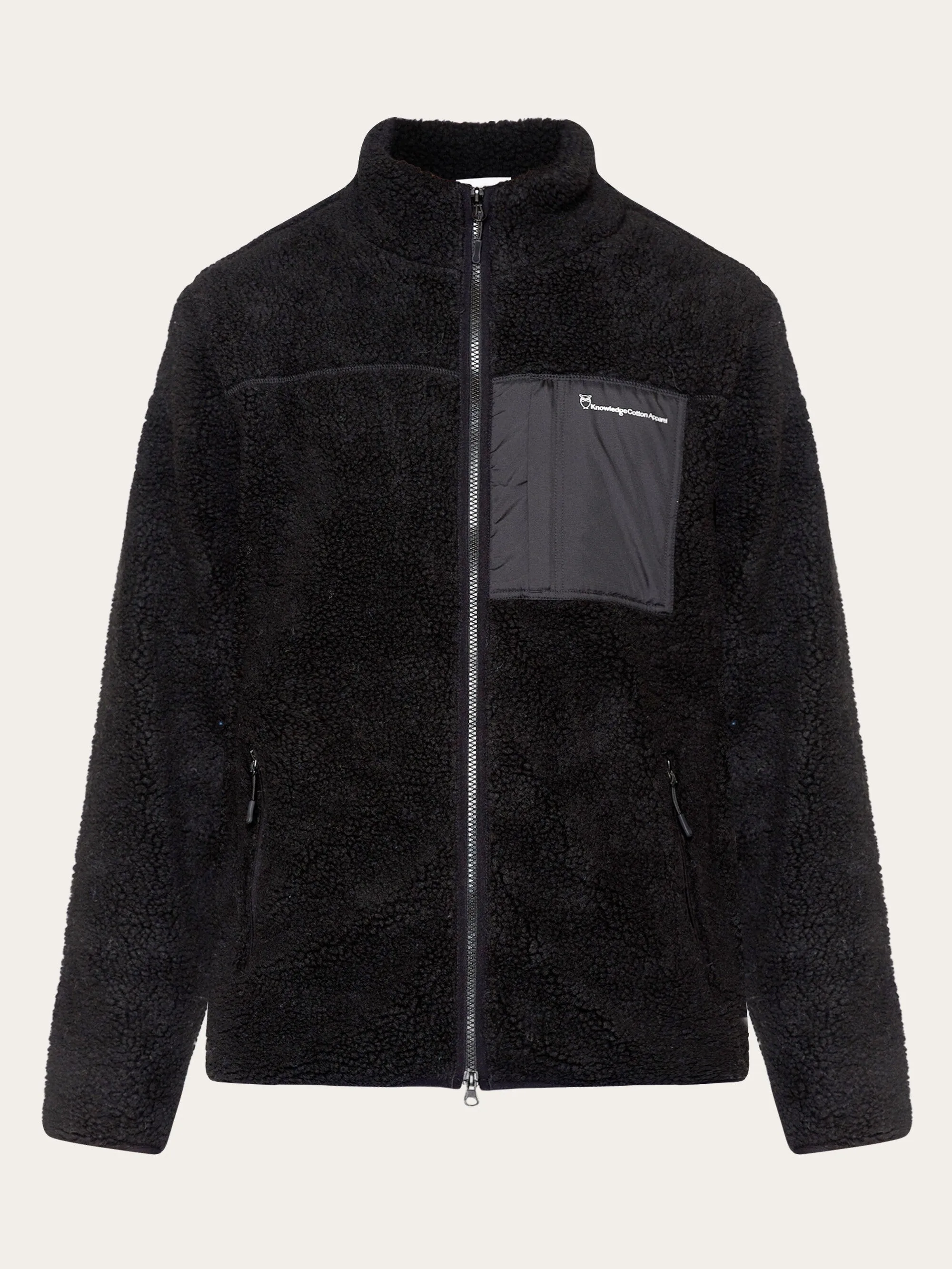Teddy fleece zip sweat - Black Jet Knowledge Cotton