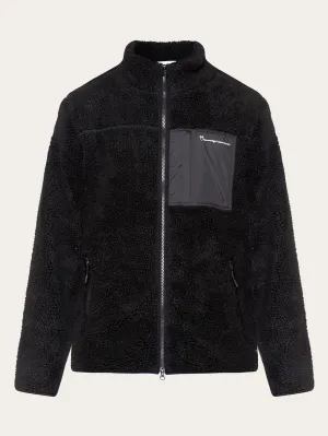 Teddy fleece zip sweat - Black Jet Knowledge Cotton