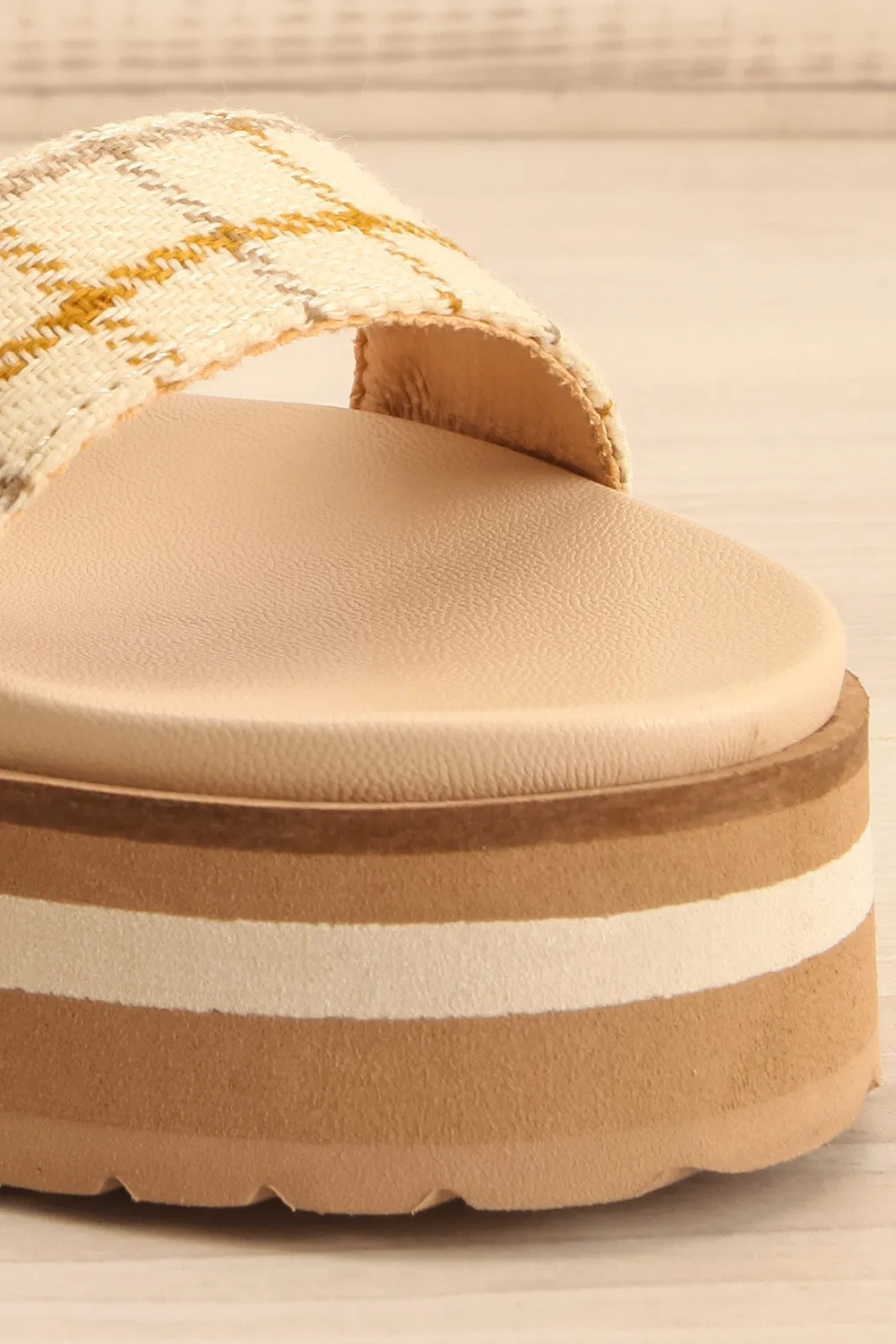 Teraisa | Platform Slide Sandals w/ Gingham Straps