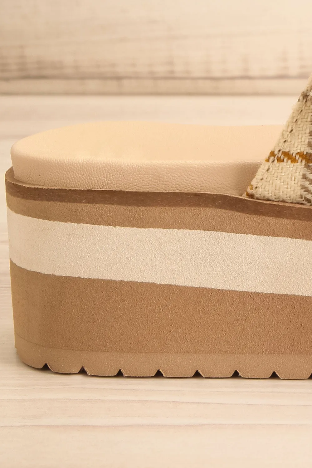 Teraisa | Platform Slide Sandals w/ Gingham Straps