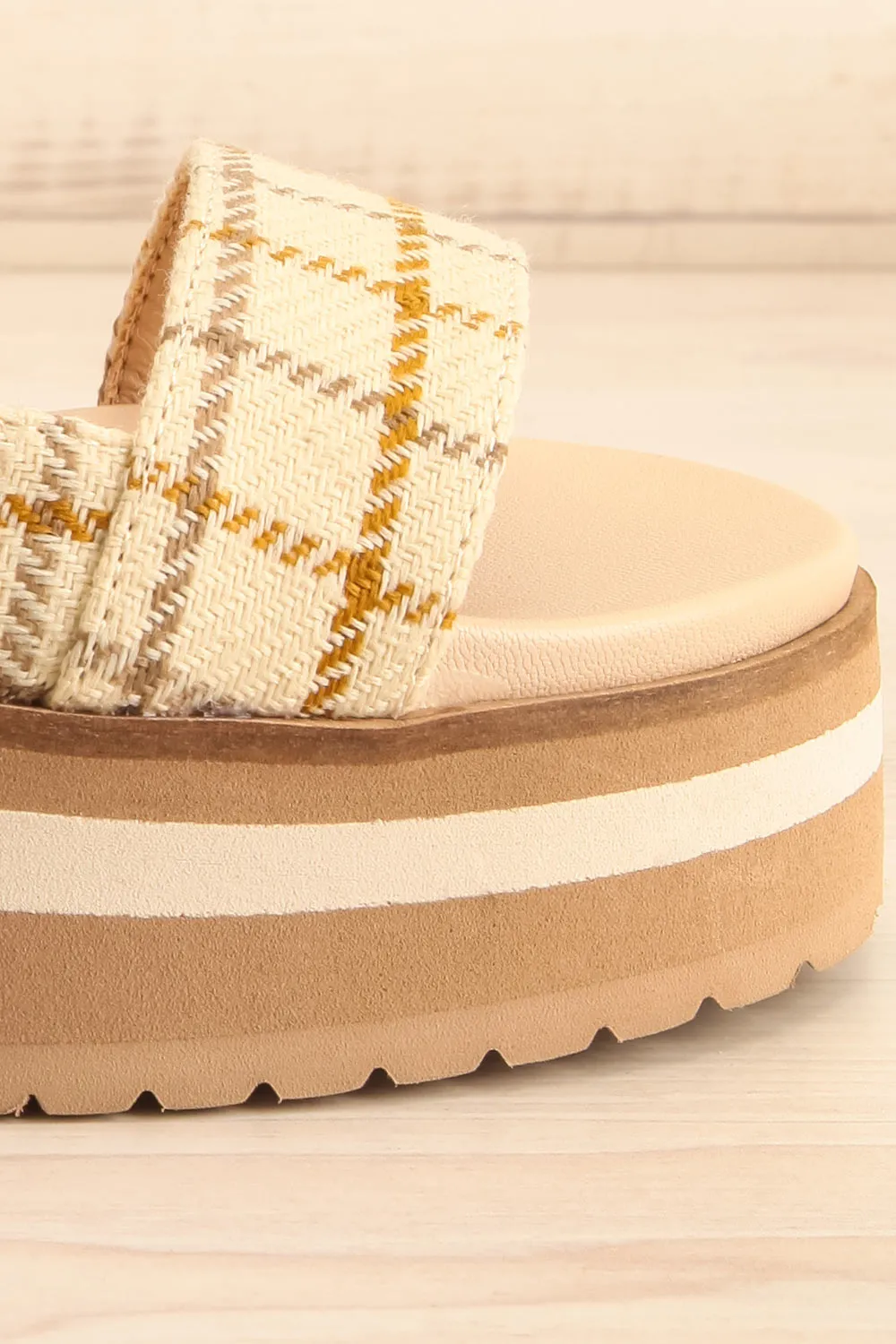 Teraisa | Platform Slide Sandals w/ Gingham Straps