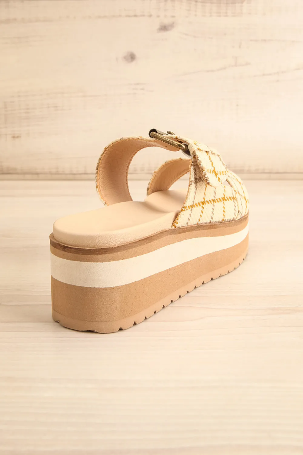 Teraisa | Platform Slide Sandals w/ Gingham Straps