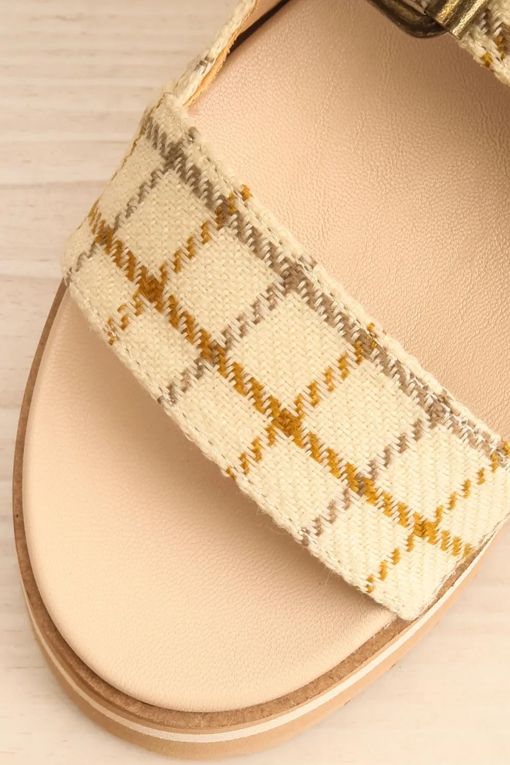 Teraisa | Platform Slide Sandals w/ Gingham Straps