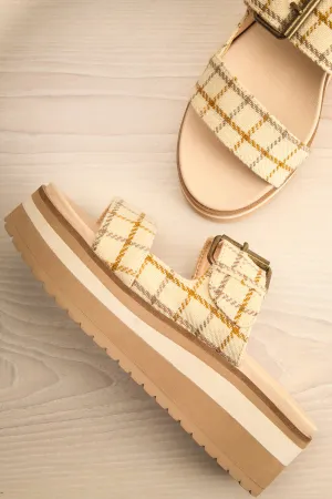 Teraisa | Platform Slide Sandals w/ Gingham Straps