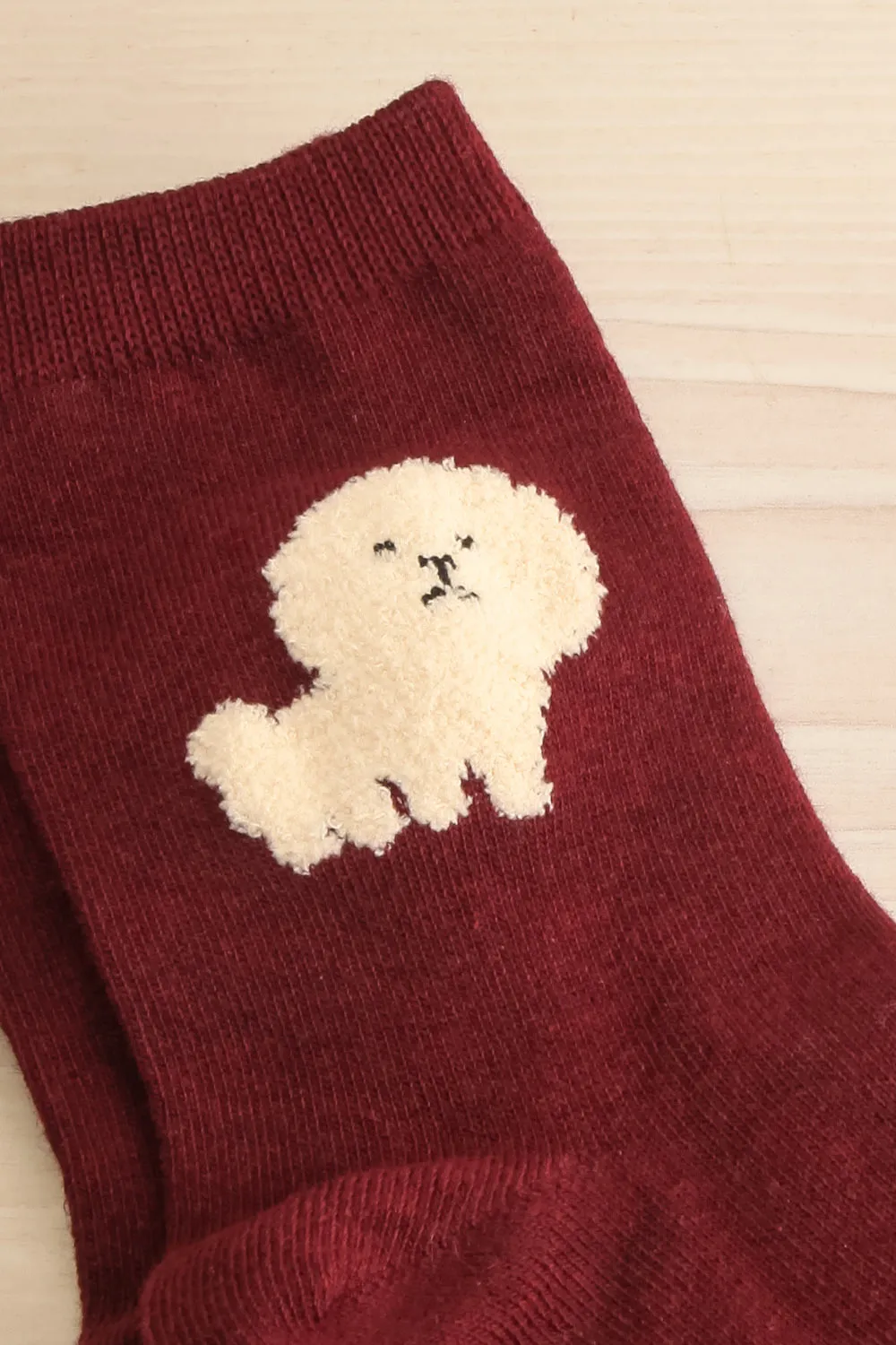 Toriel | Burgundy Crew Socks w/ Puppy Detail