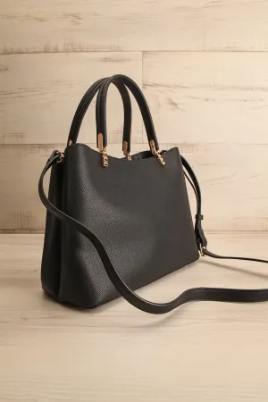 Tress Black | Faux-Leather Crossbody Handbag