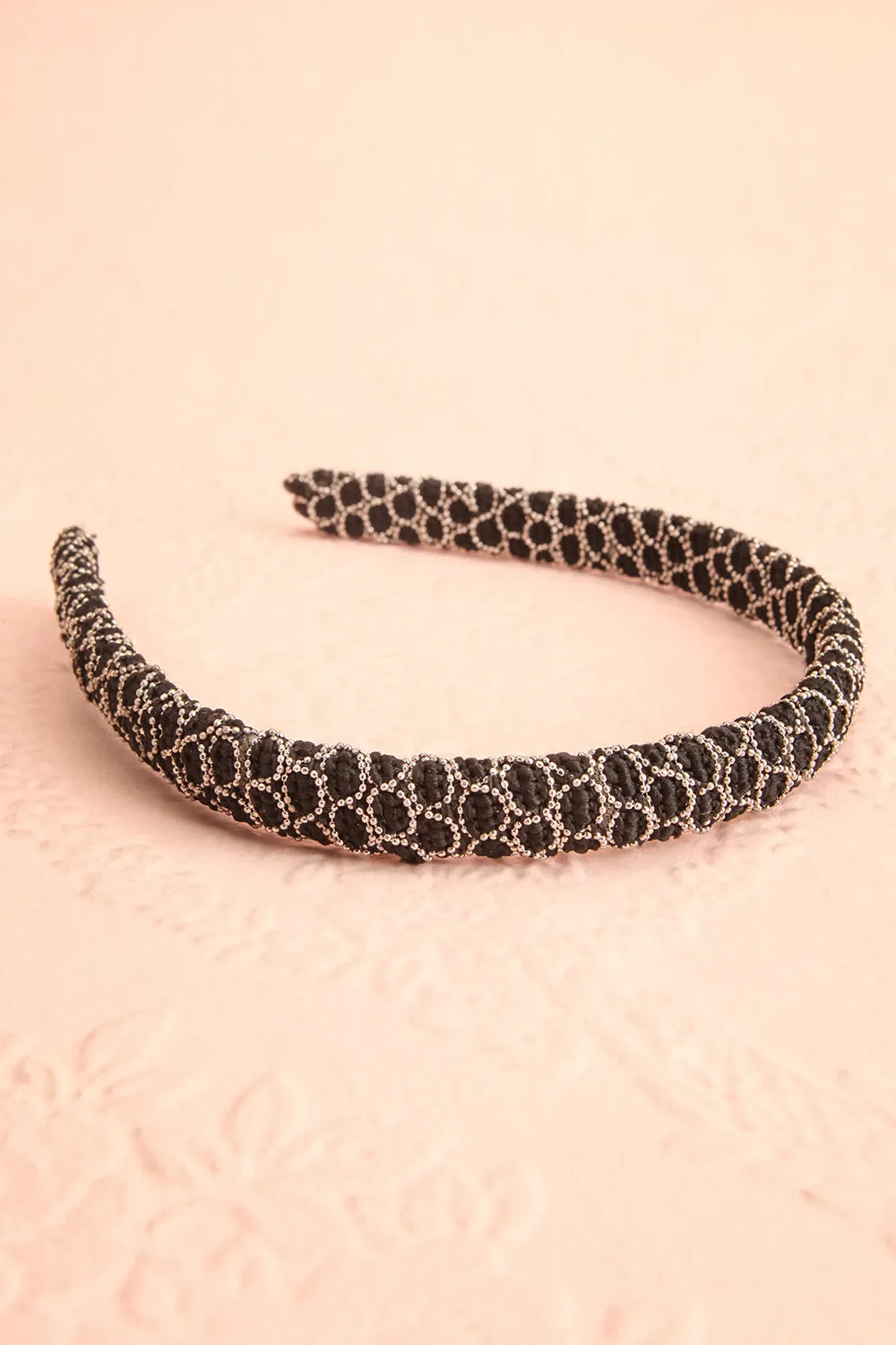 Trisula | Black Headband w/ Silver Chain Design