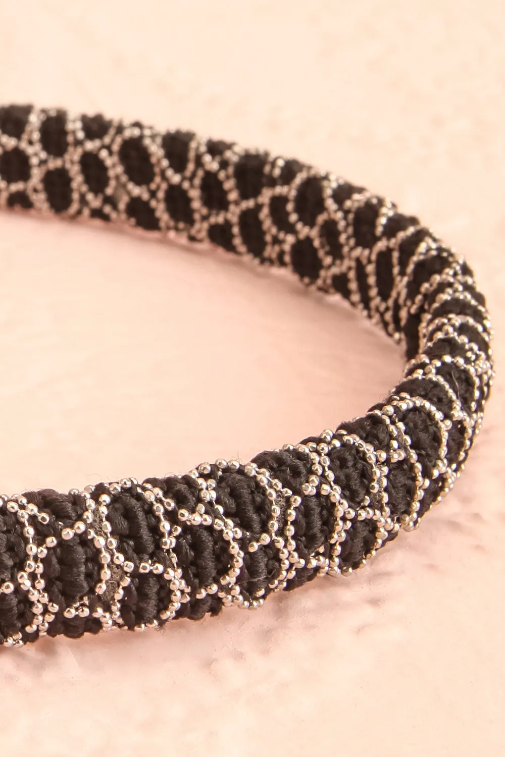 Trisula | Black Headband w/ Silver Chain Design