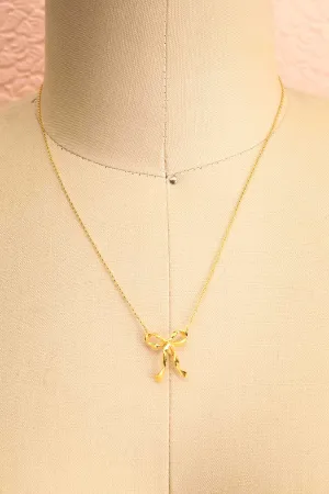 Triteia Gold | Necklace w/ Bow Charm