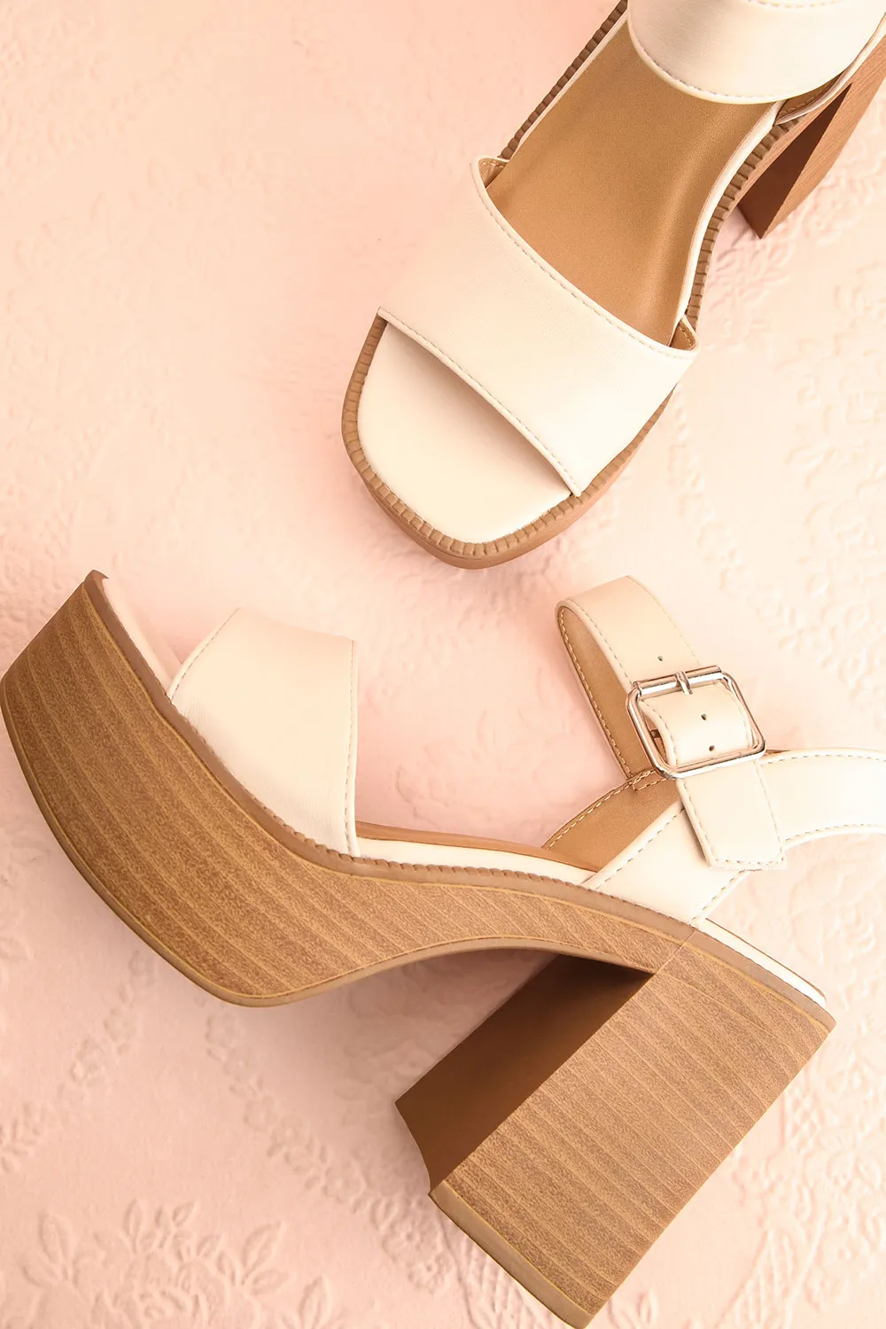 Turbo Ivory | Heeled Wooden Platform Sandals