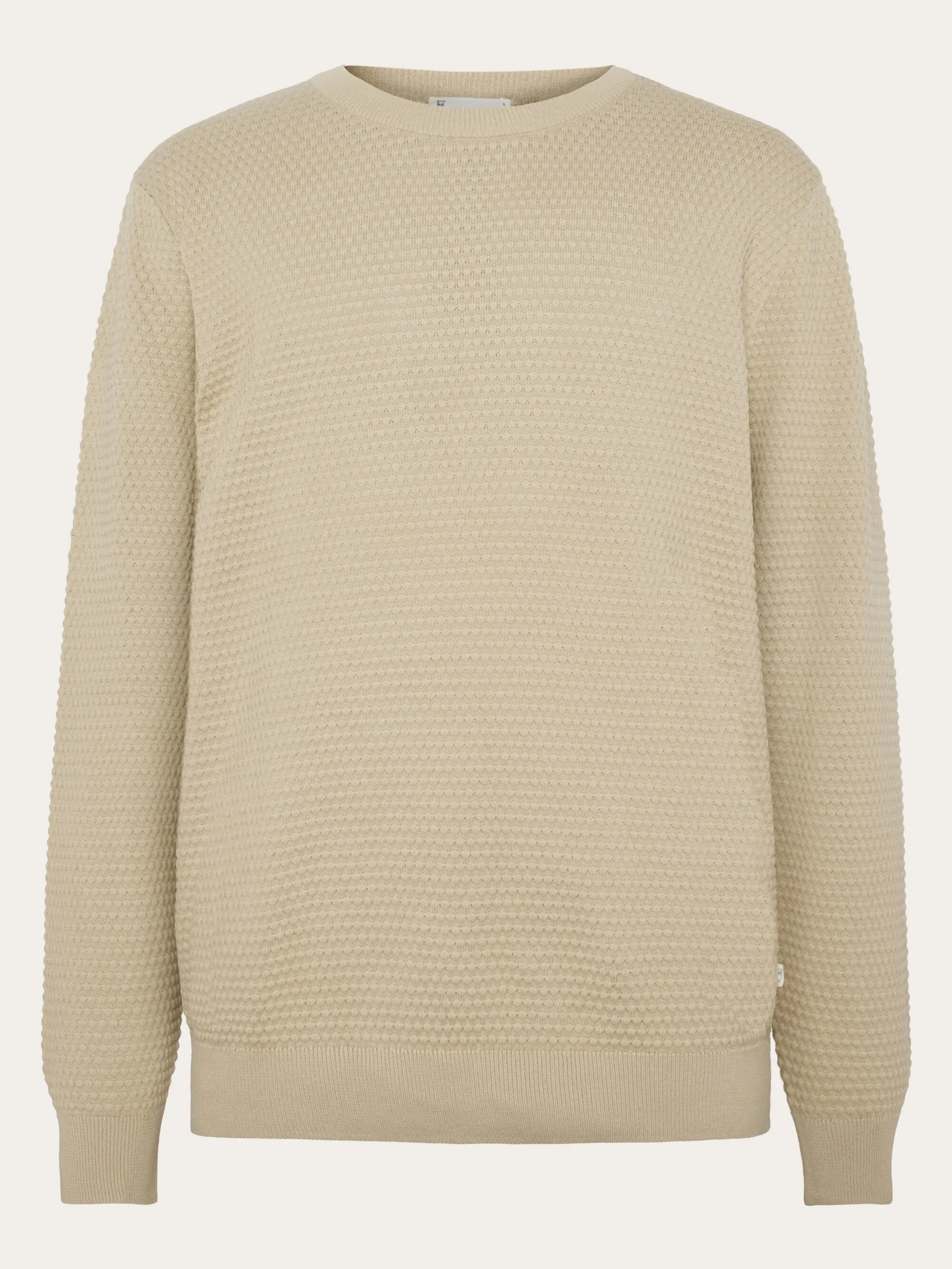 VAGN regular bubble knit crew neck - Regenerative Organic Certified - GOTS/Vegan - Light feather gray Knowledge Cotton
