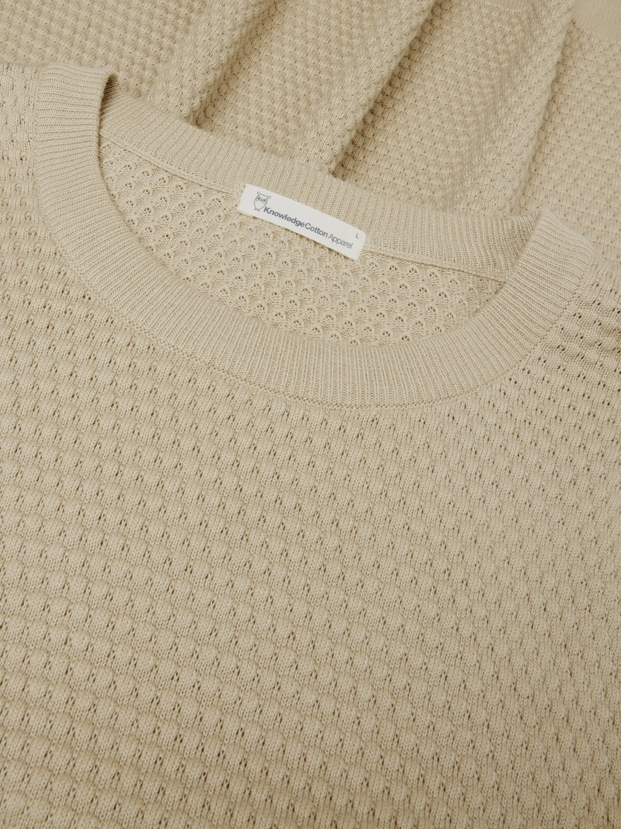 VAGN regular bubble knit crew neck - Regenerative Organic Certified - GOTS/Vegan - Light feather gray Knowledge Cotton