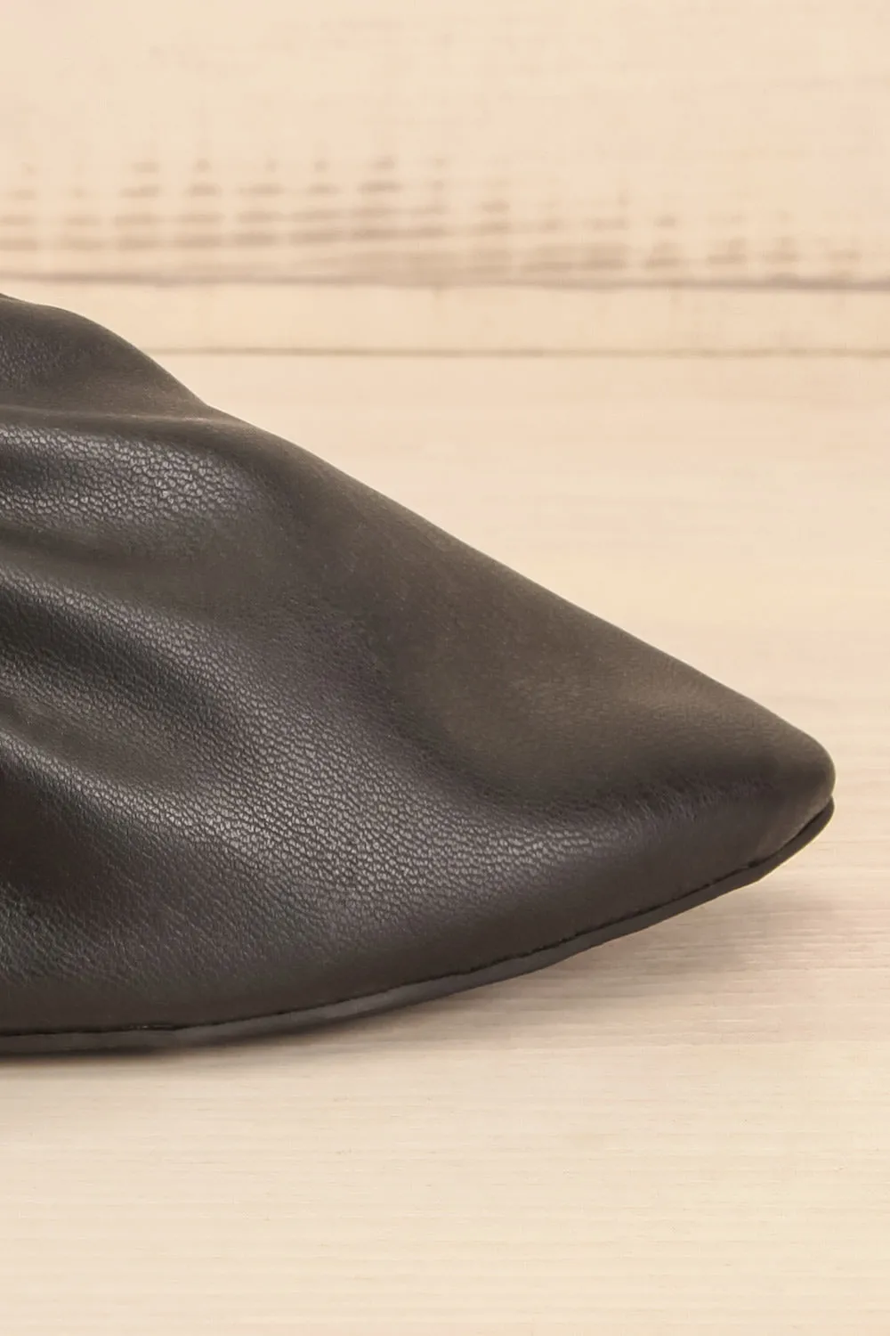 Vancouver Black | Faux-Leather Pointed Toe Mules