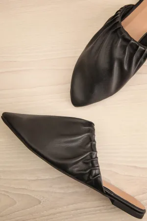 Vancouver Black | Faux-Leather Pointed Toe Mules