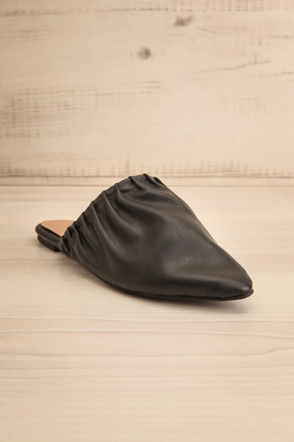 Vancouver Black | Faux-Leather Pointed Toe Mules
