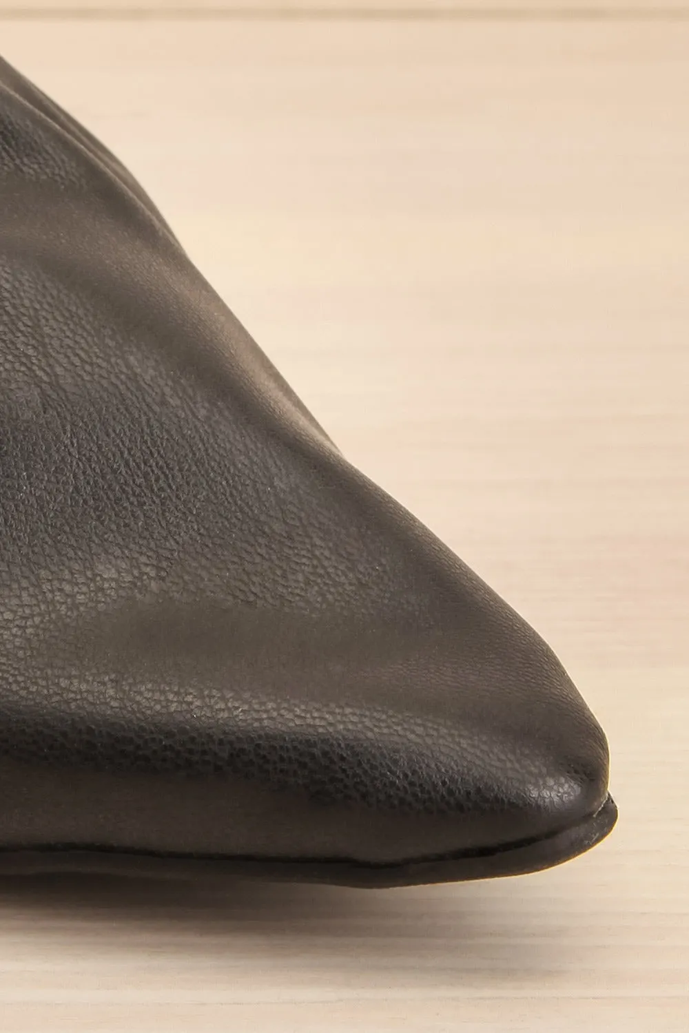 Vancouver Black | Faux-Leather Pointed Toe Mules