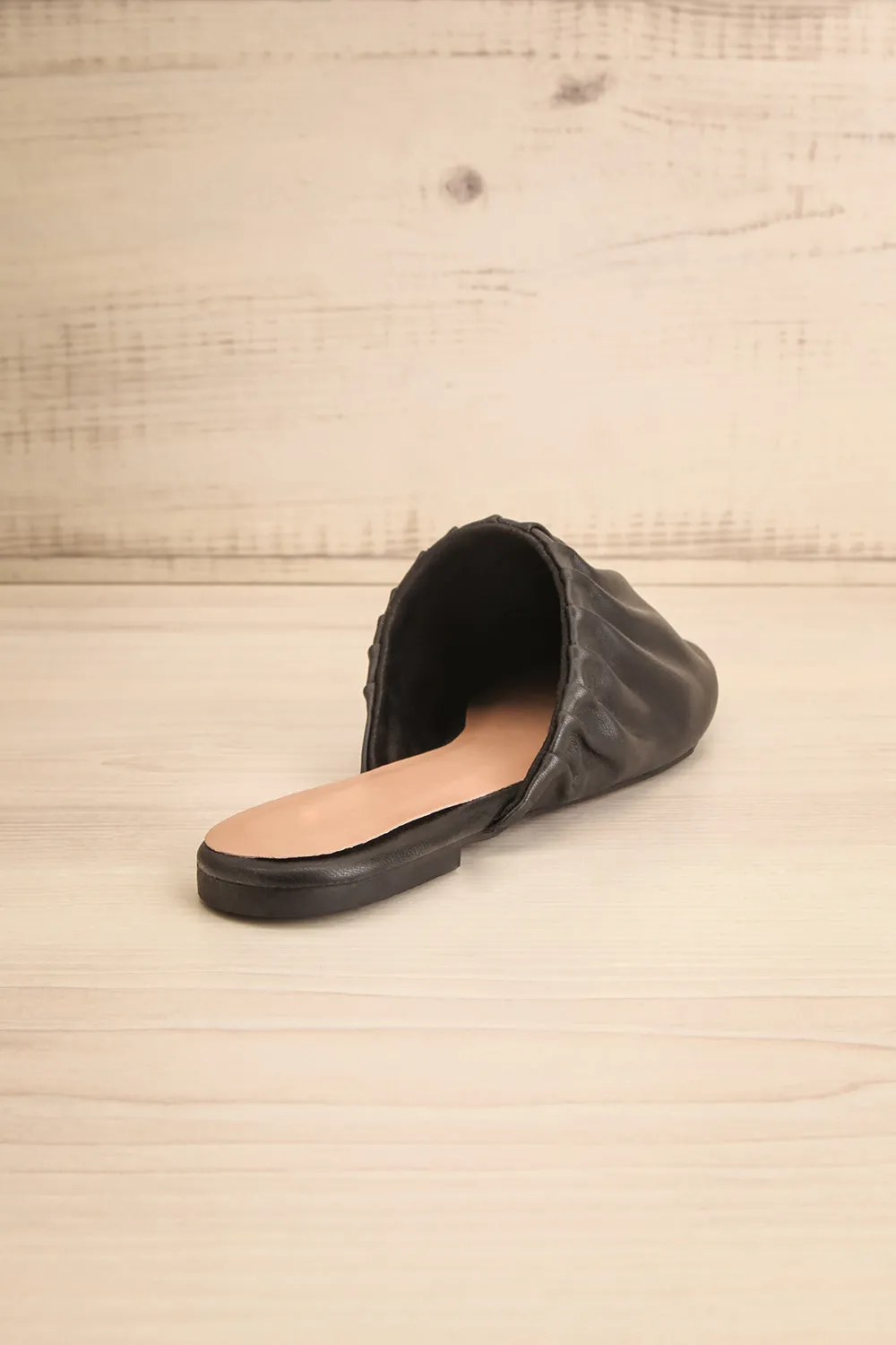 Vancouver Black | Faux-Leather Pointed Toe Mules