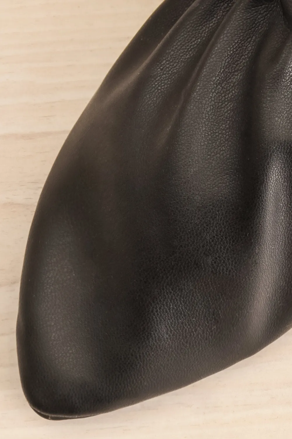 Vancouver Black | Faux-Leather Pointed Toe Mules