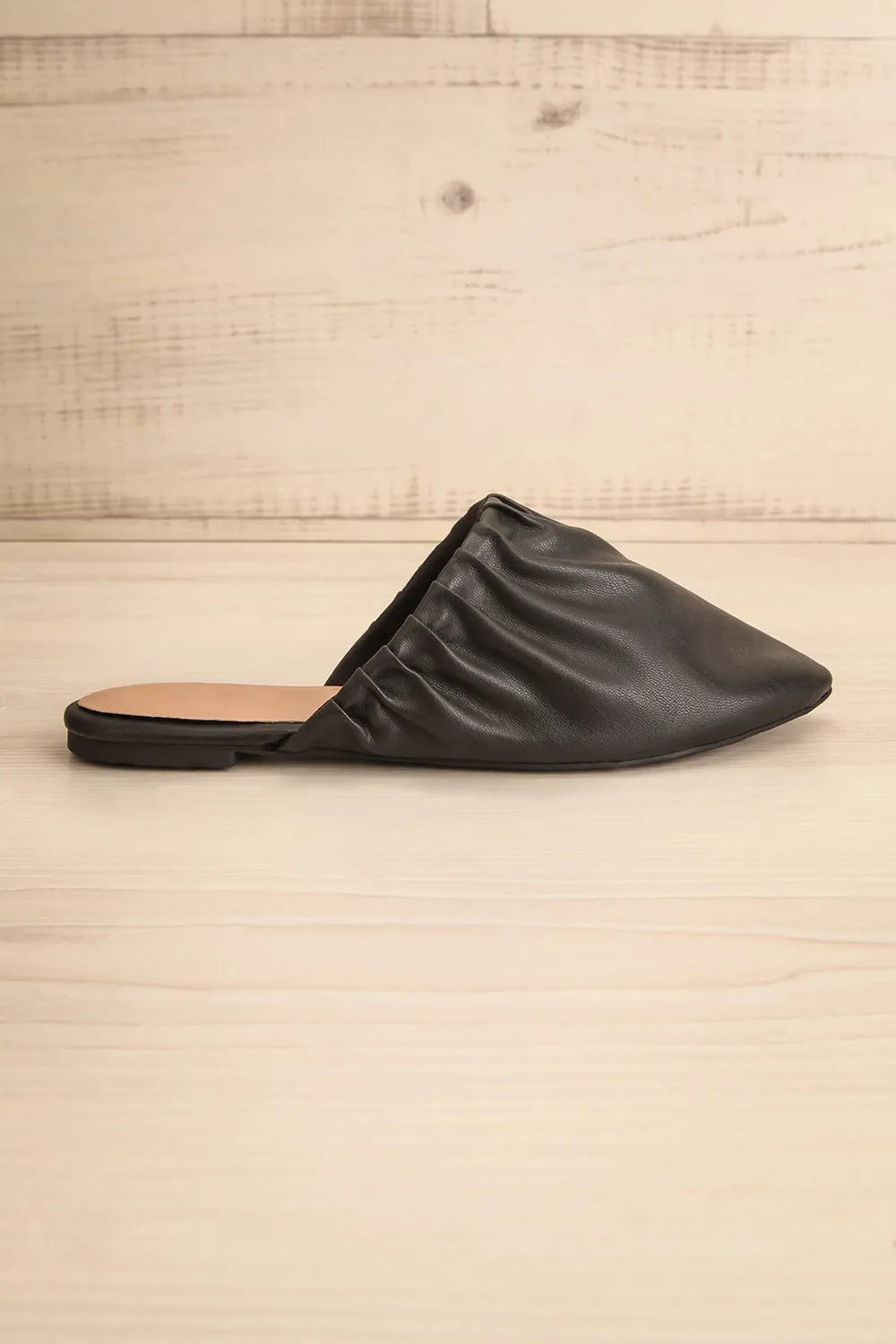 Vancouver Black | Faux-Leather Pointed Toe Mules