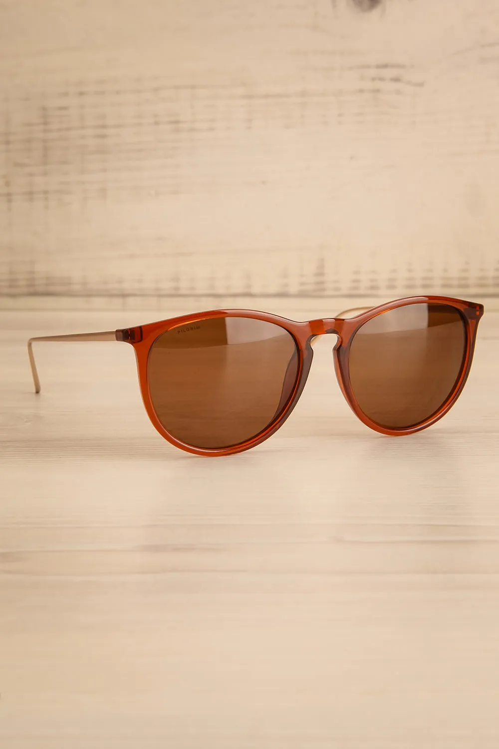 Vanilly | Brown Sunglasses w/ Gold-plated Details