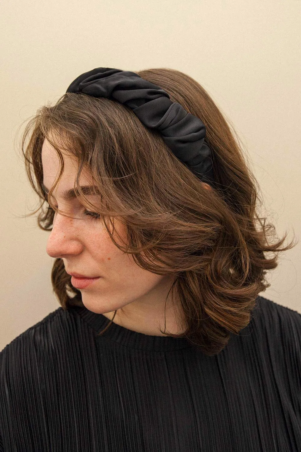 Vijaya | Black Pleated Headband