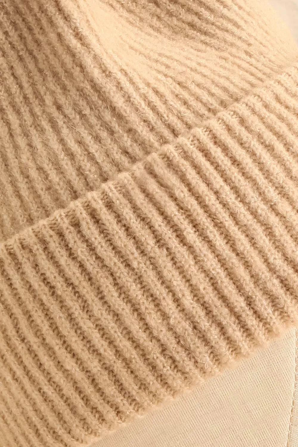Vinnie | Beige Rib Knit Beanie