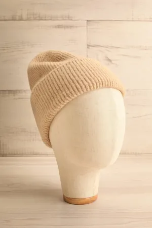 Vinnie | Beige Rib Knit Beanie