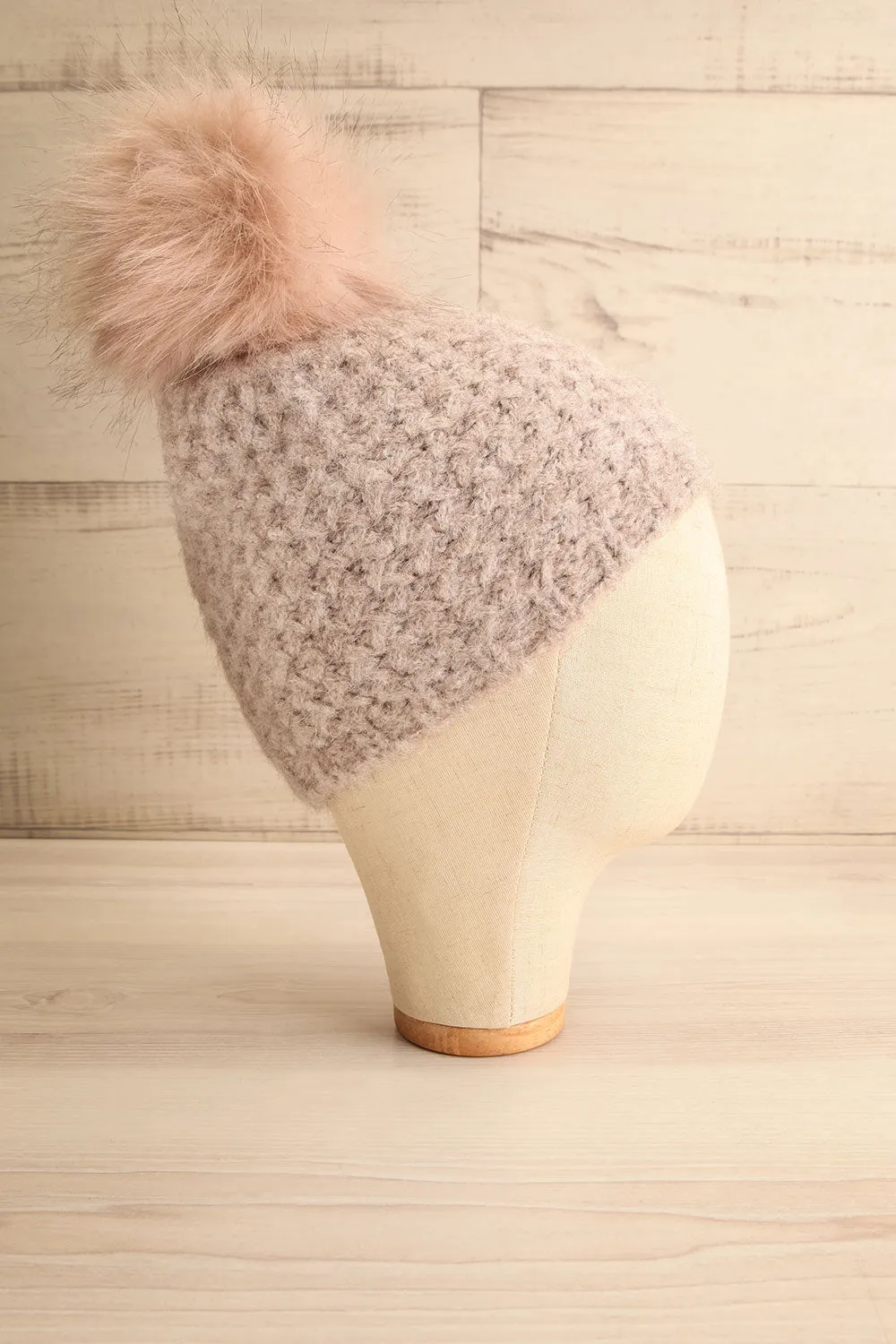 Whitby Taupe | Knit Tuque w/ Pompom