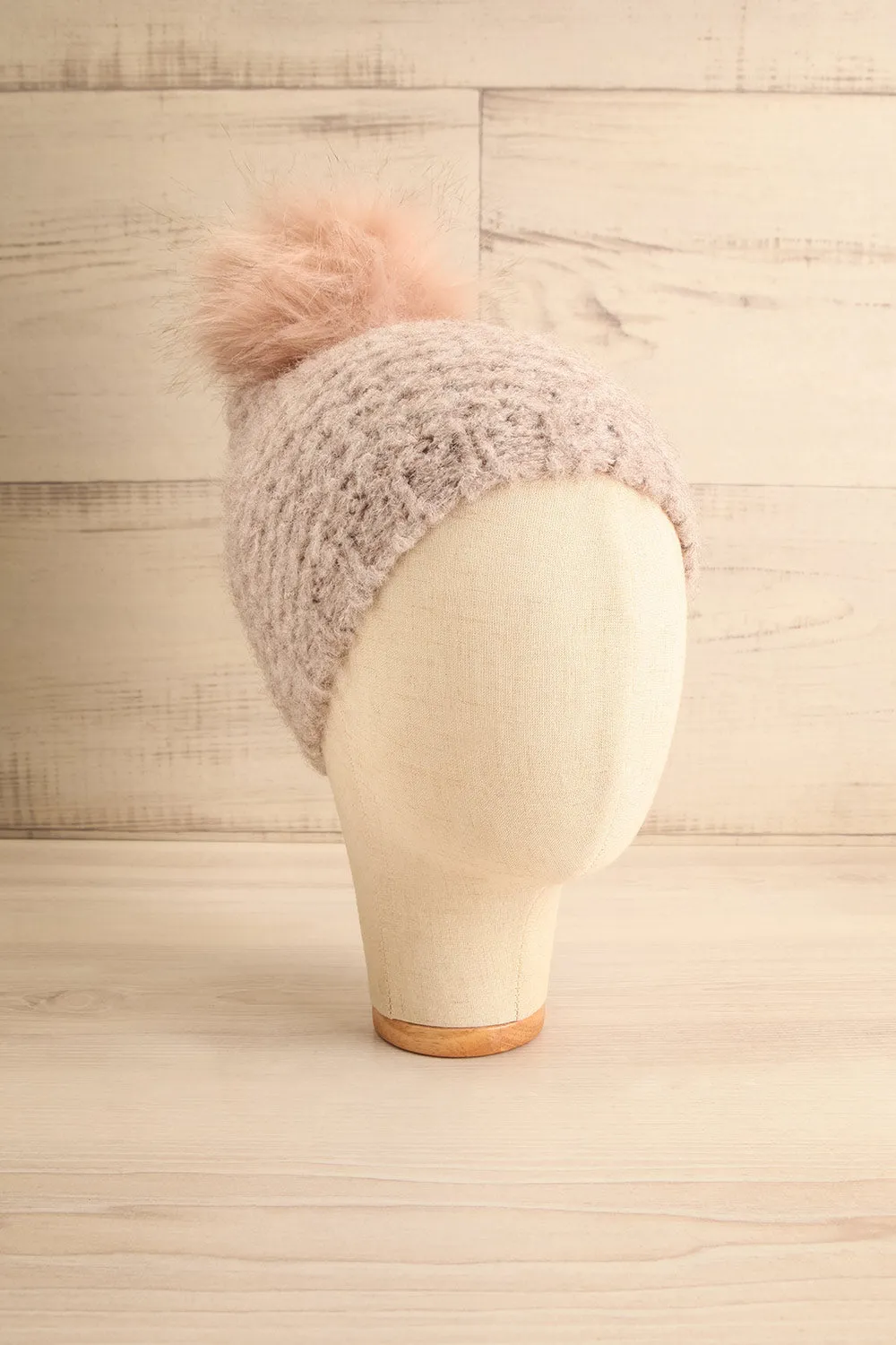 Whitby Taupe | Knit Tuque w/ Pompom