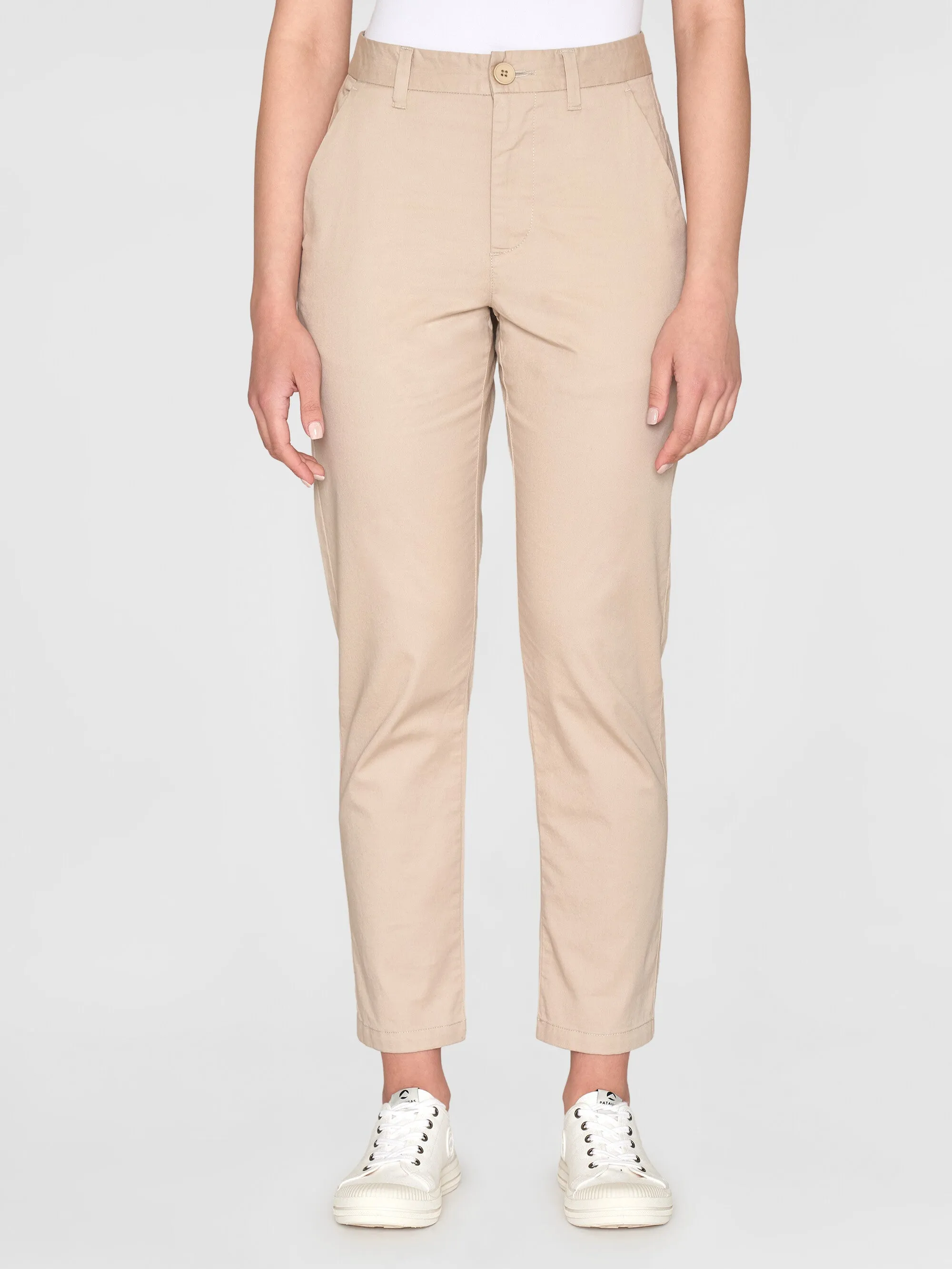 WILLOW regular cropped poplin chino - Light feather gray Knowledge Cotton