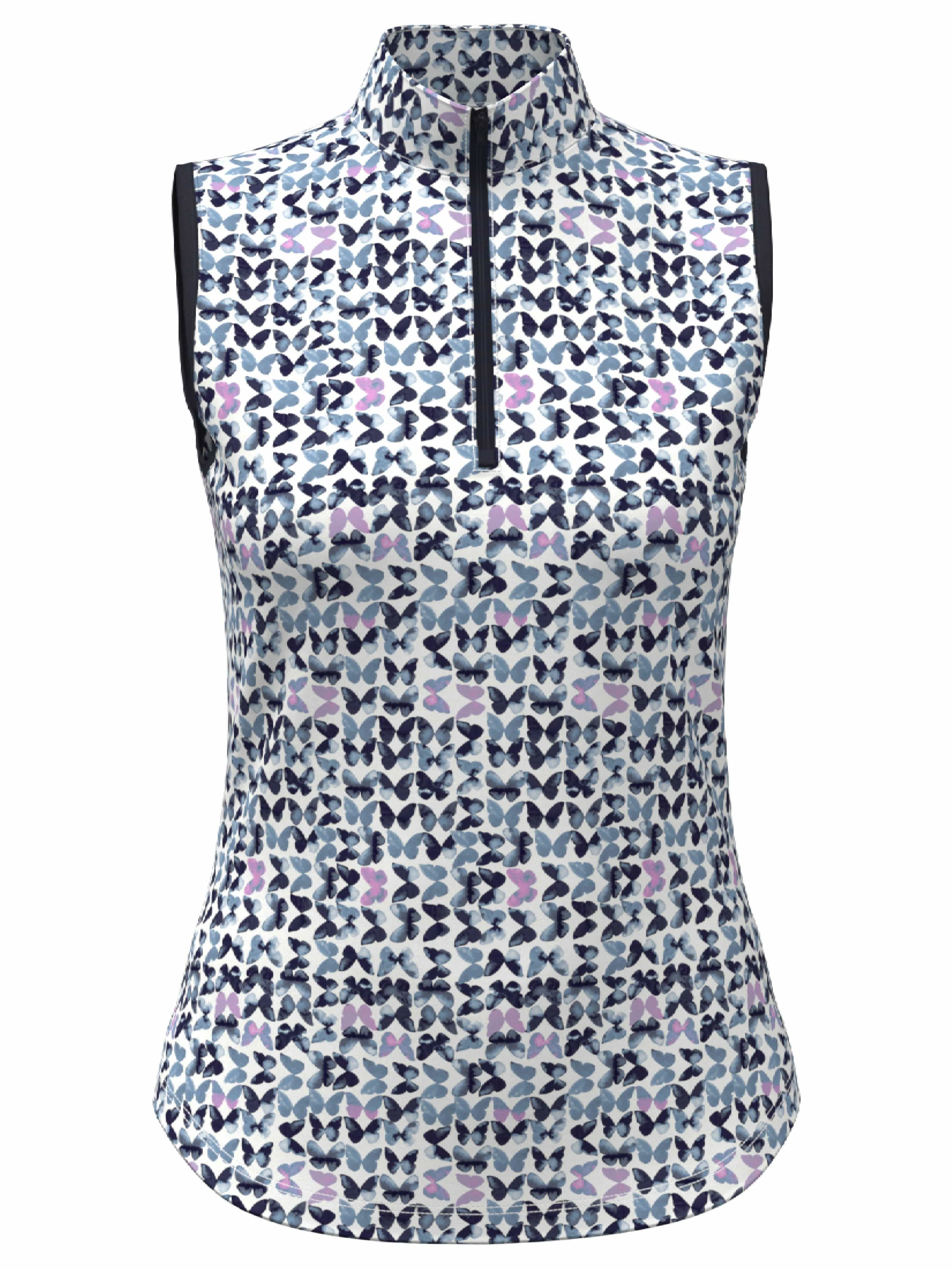 Womens Butterfly Print Zip Golf Polo Callaway Apparel