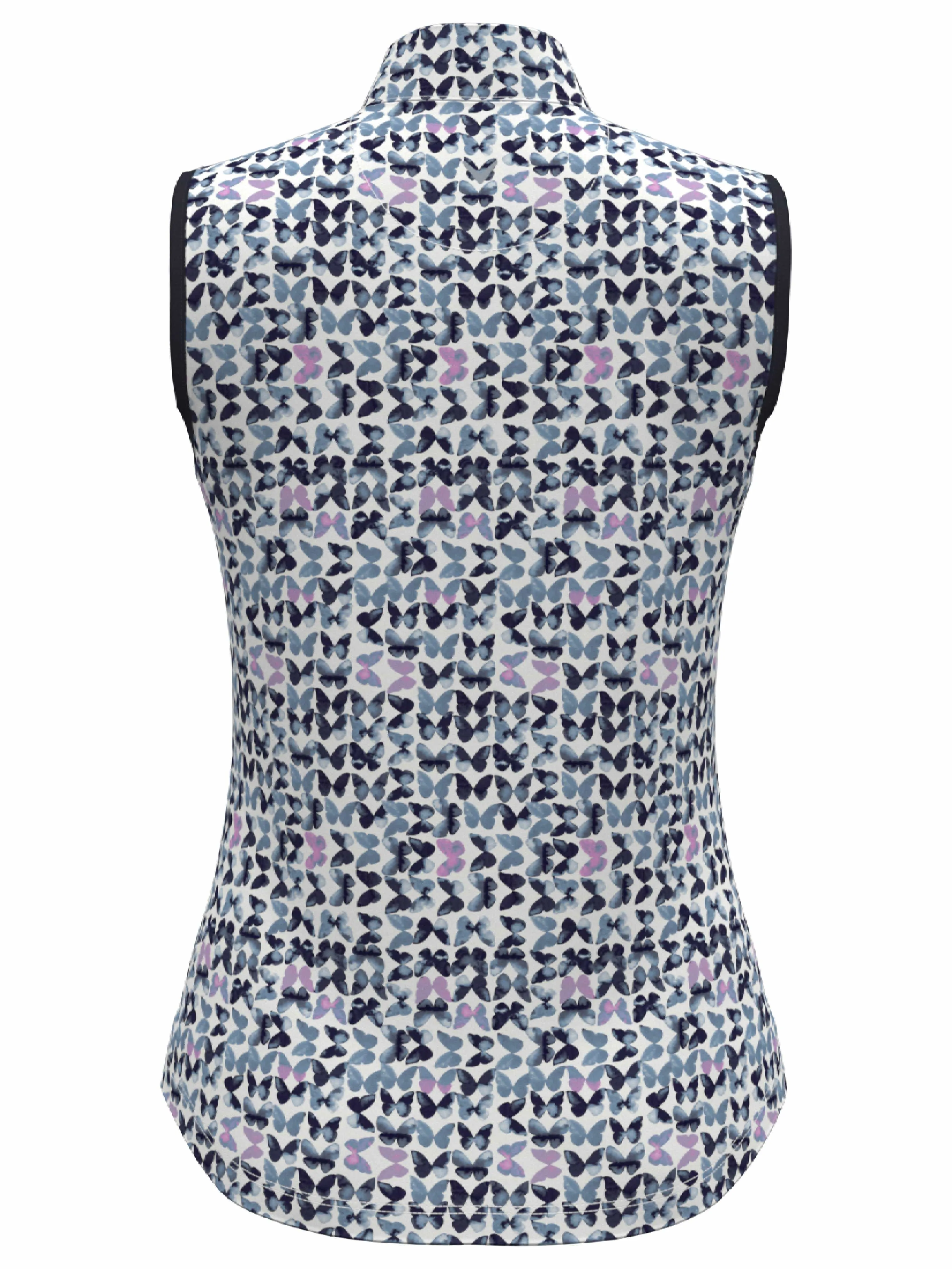 Womens Butterfly Print Zip Golf Polo Callaway Apparel