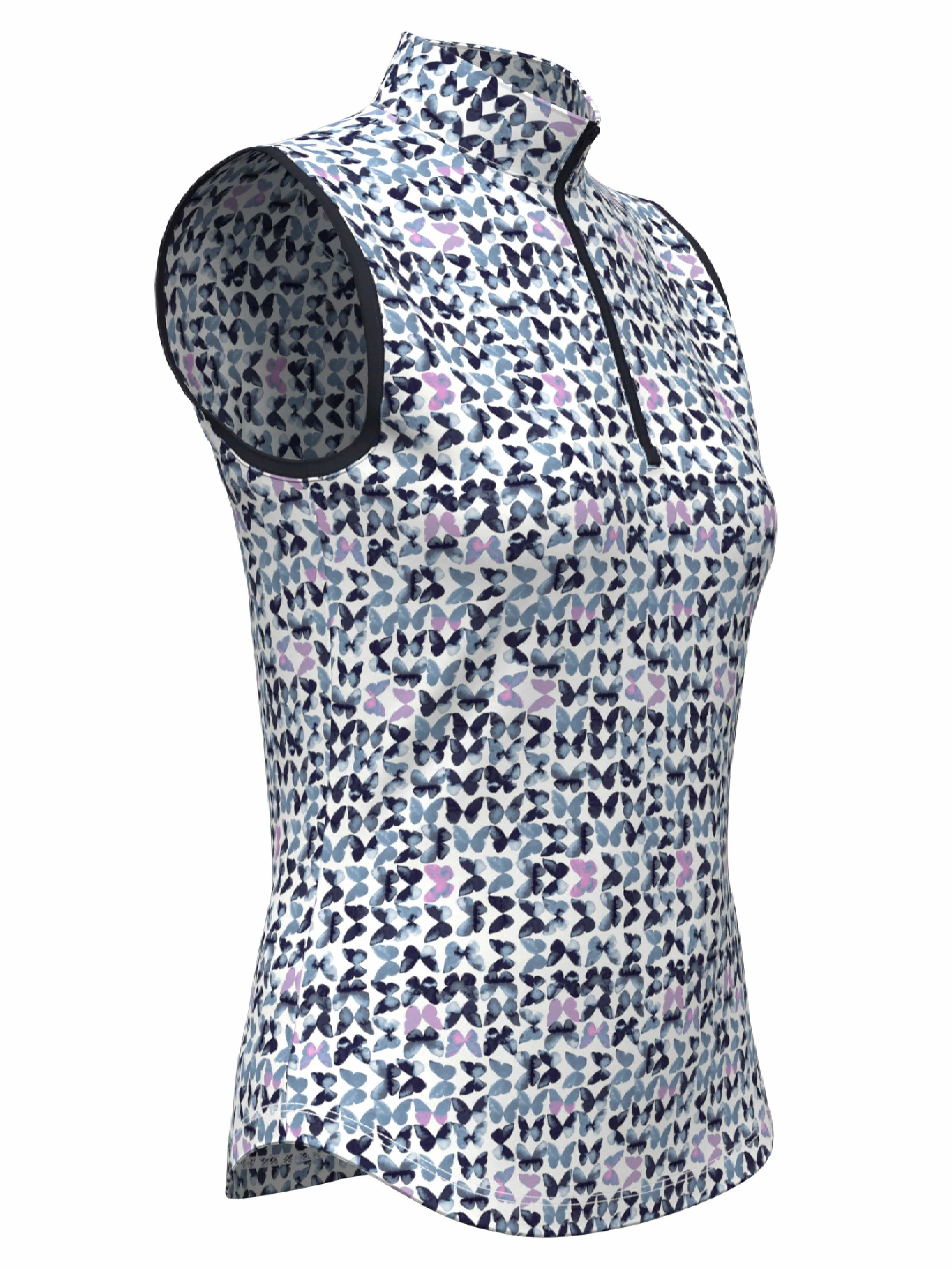 Womens Butterfly Print Zip Golf Polo Callaway Apparel
