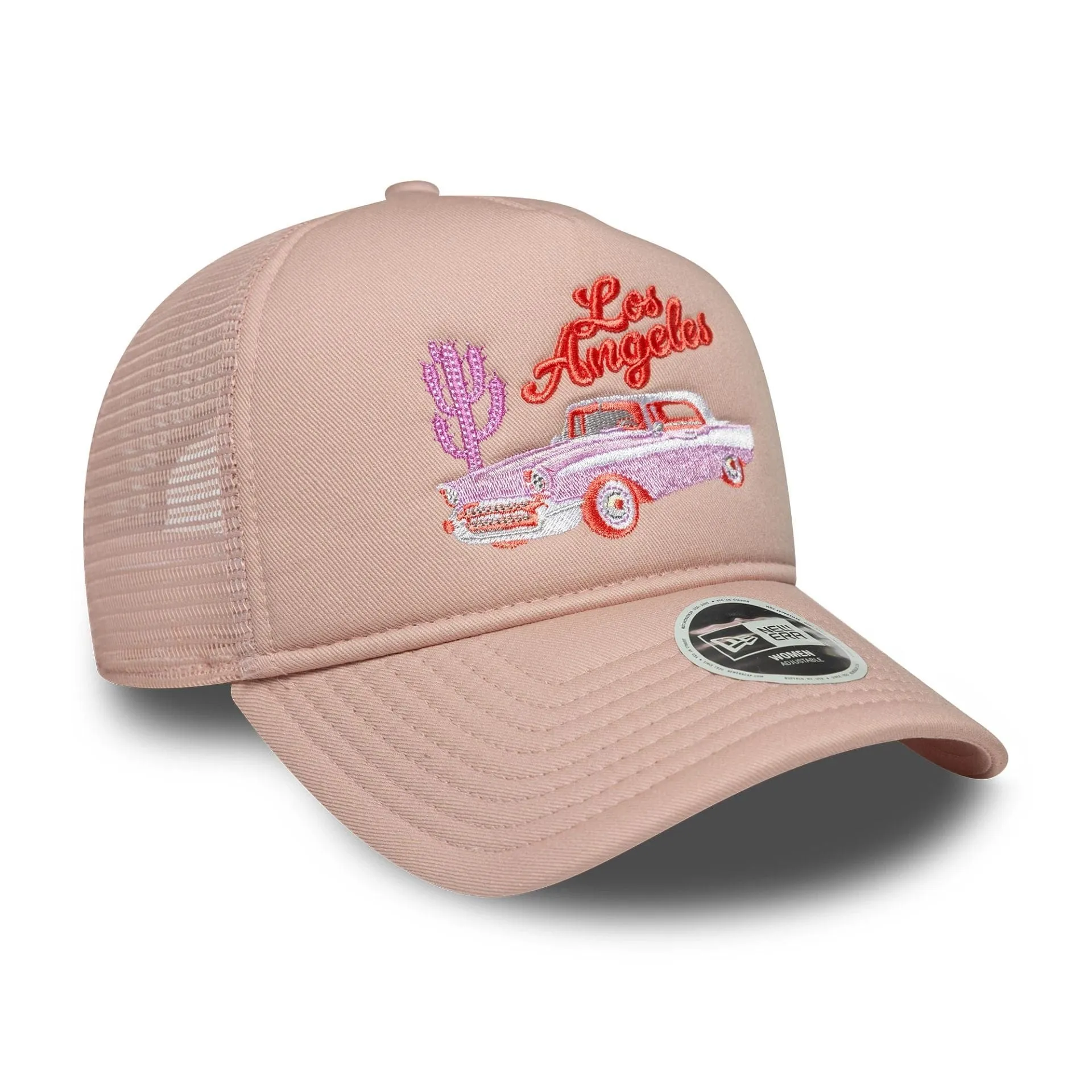 Womens New Era Western Pastel Pink 9FORTY A-Frame Trucker Adjustable Cap Billy J