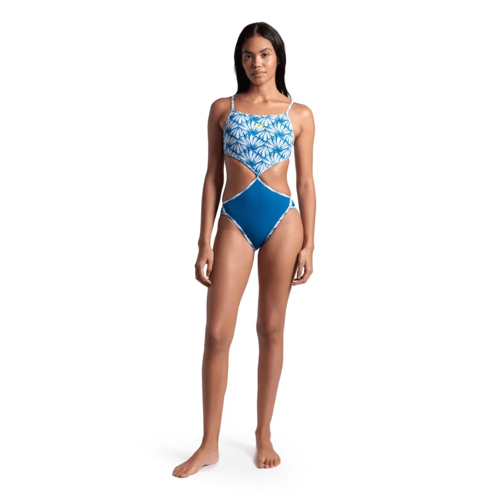 WOMEN'S RULE BREAKER SWIMSUIT TWIST'N'MIX - WHITE MULTI/BLUE COSMO