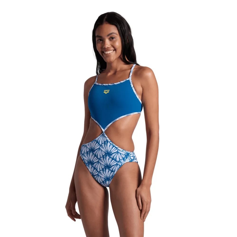 WOMEN'S RULE BREAKER SWIMSUIT TWIST'N'MIX - WHITE MULTI/BLUE COSMO