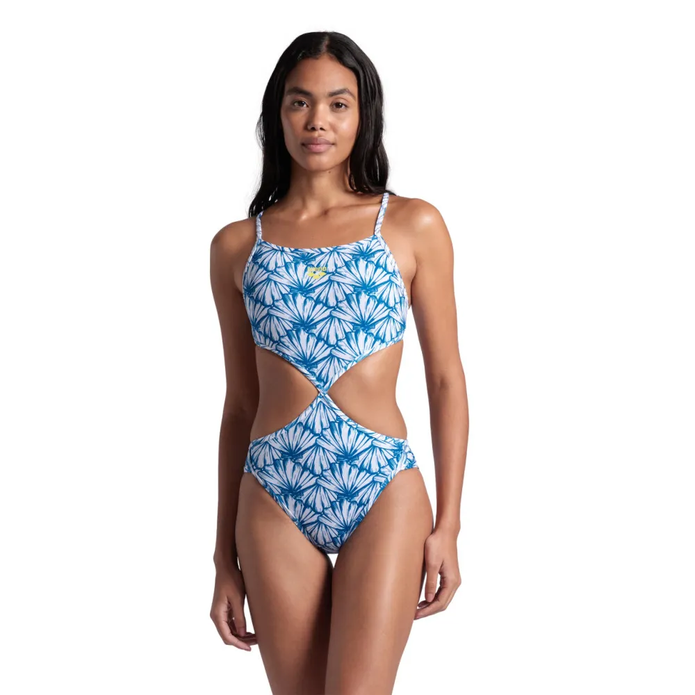 WOMEN'S RULE BREAKER SWIMSUIT TWIST'N'MIX - WHITE MULTI/BLUE COSMO