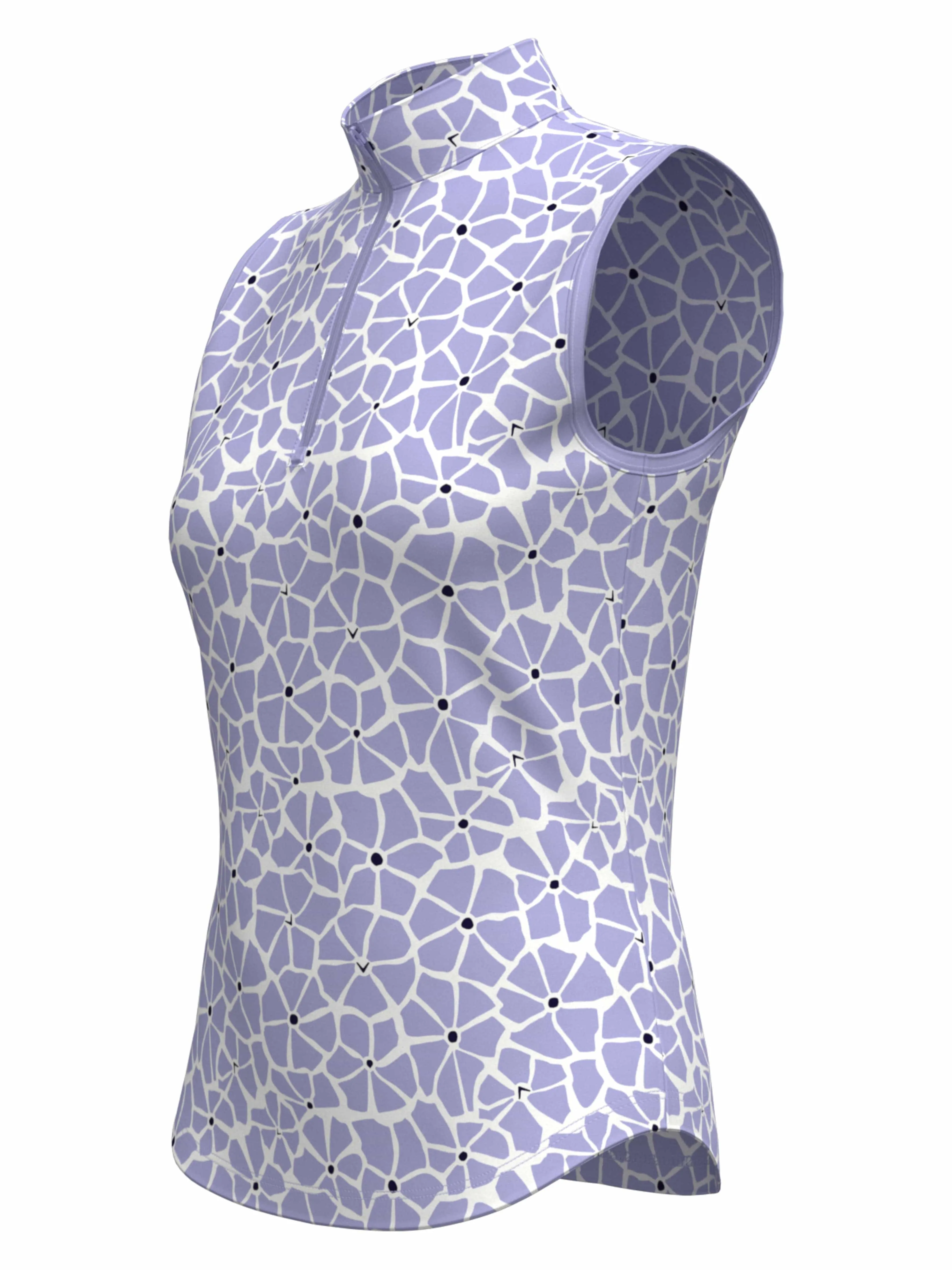 Womens Spring Floral Print Zip Golf Polo Callaway Apparel