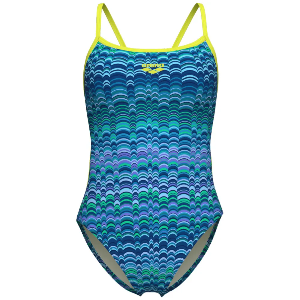 WOMEN'S SWIMSUIT ONDULATION LACE BACK - MULTI NAVY/SOFT GREEN