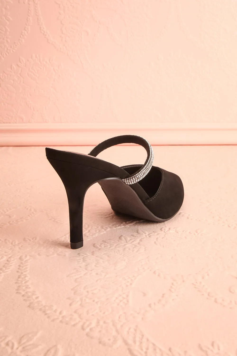 Zariria | Slip-On Heels w/ Rhinestone Strap