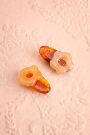 Zilly Brown | Marbled Flower Hair Clips