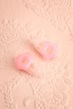 Zilly Pink | Marbled Flower Hair Clips