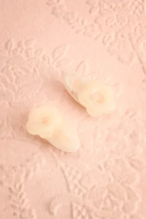 Zilly White | Marbled Flower Hair Clips